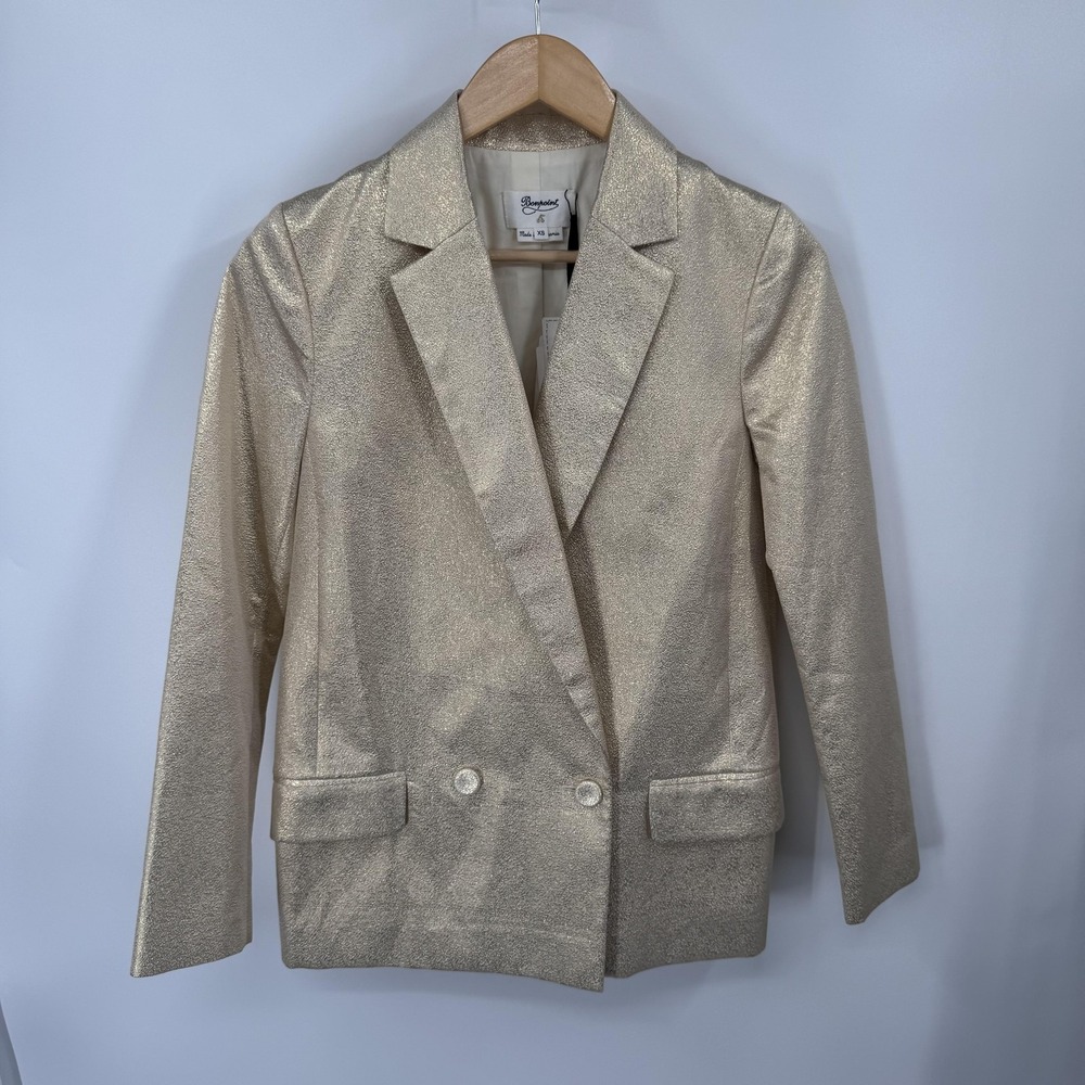 Bonpoint‎ Jacket Womens XS Gold Floride2Y Metallic Blazer Couture Romania